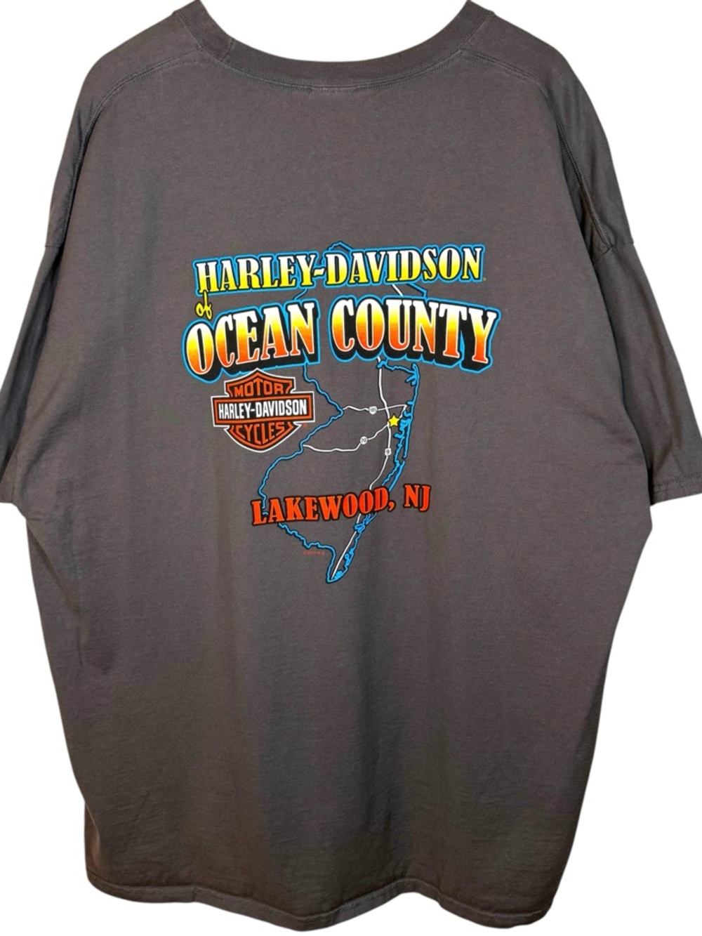 Harley Davidson Ocean County NJ 3XL Gray Graphic Pocket Tee Biker Shirt